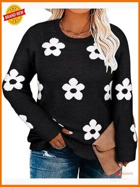 Womens Plus Size Sweater Long Sleeve Casual Pullover Warm Knit Jumper Tops